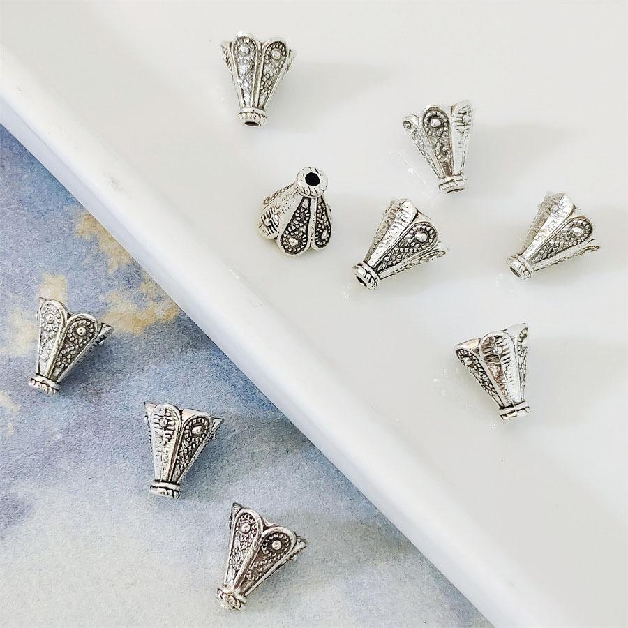 

100 шт. Винтажные разделительные бусины в виде цветков из сплава - Колпачки в форме лепестков для изготовления украшений своими руками, Соединители для ожерелья с кисточкой и серег