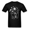 Grim Death Rides A Black Cat TShirt Funky Short Sleeve Unique Unisex Tees All Cotton Round Neck Unisex Tee Shirts Summer Sweater