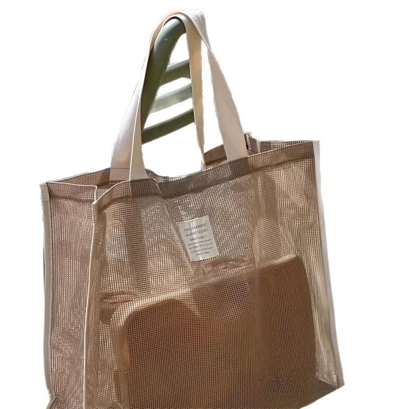 Sac à langer Ins Sac de plage Sac de rangement Grande capacité Natation Sports Sac de sport Sac à main Sac en maille creuse