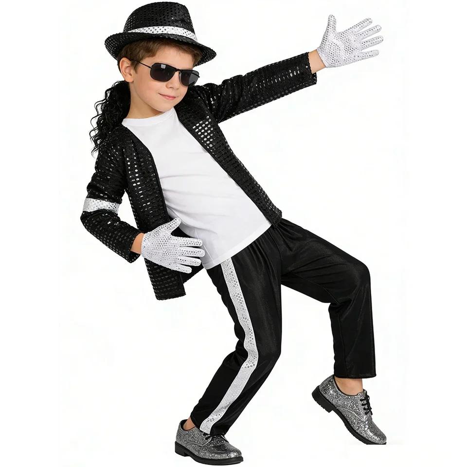 Michael Jackson KidsClothes Cosplay Birthday Party Dance Performance Children's Costume Pop Star Outfits