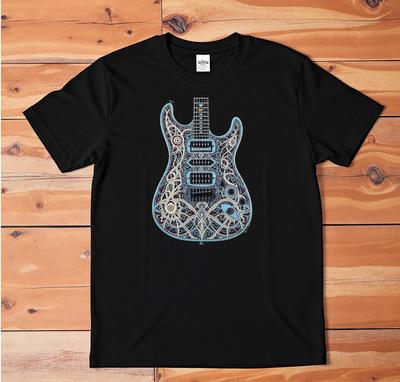 Electric Guitar Graphic T-Shirt White Tee Music Rock Band Instrument Art Unisex