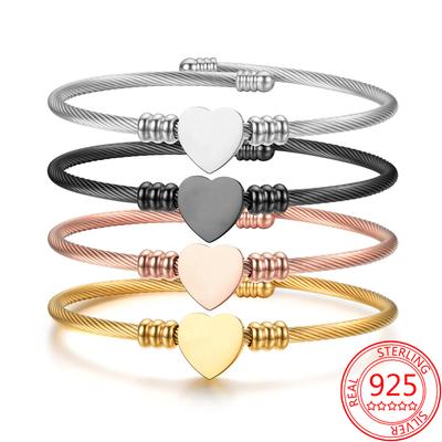 High Quality Stainless Steel Rose Gold Bracelet Four Color Opening Adjustable Bracelet Girl Jewelry Gift