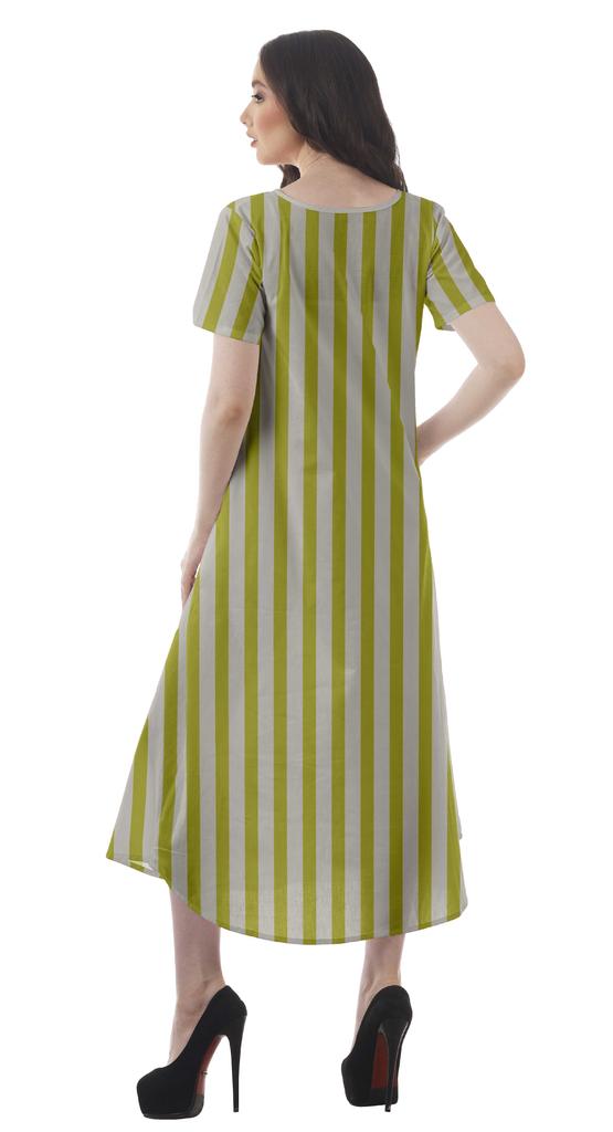 Moomaya Printed Sun Dresses Women Short Sleeve Cotton Flex Party Dress