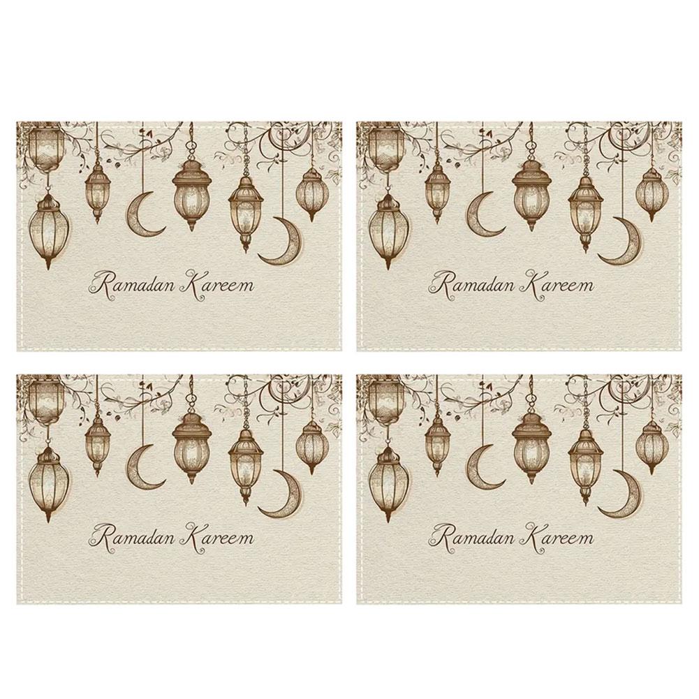 4pcs Ramadan Placemats Eid Mubarak Ramadan Kareem Moon Kitchen Dining For Party Table Decoratio X7F6
