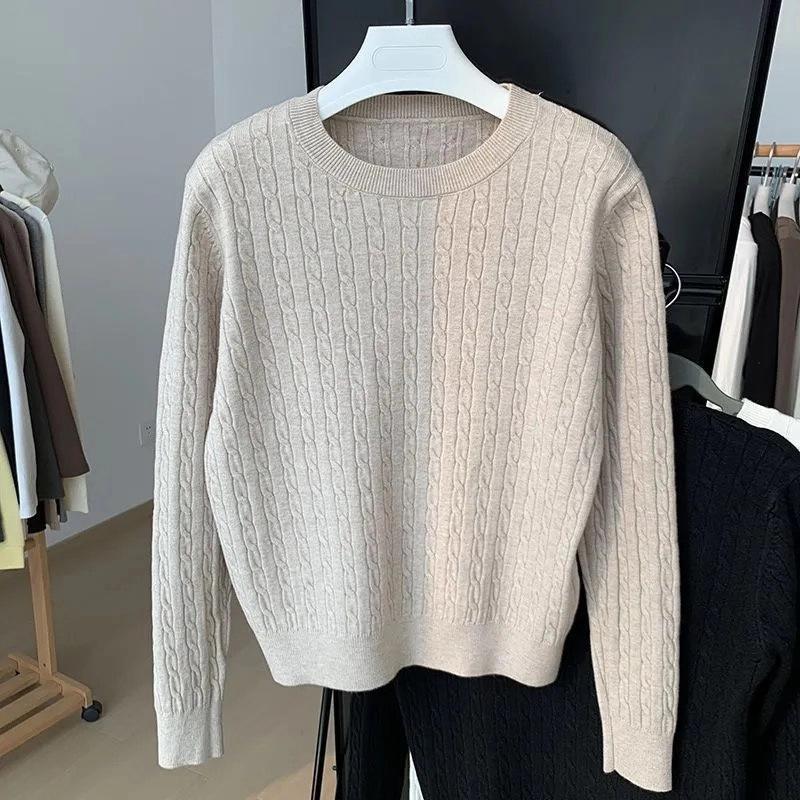 Twist sweater knitted sweater autumn new lazy style loose inner top winter long sleeve bottoming shirt women