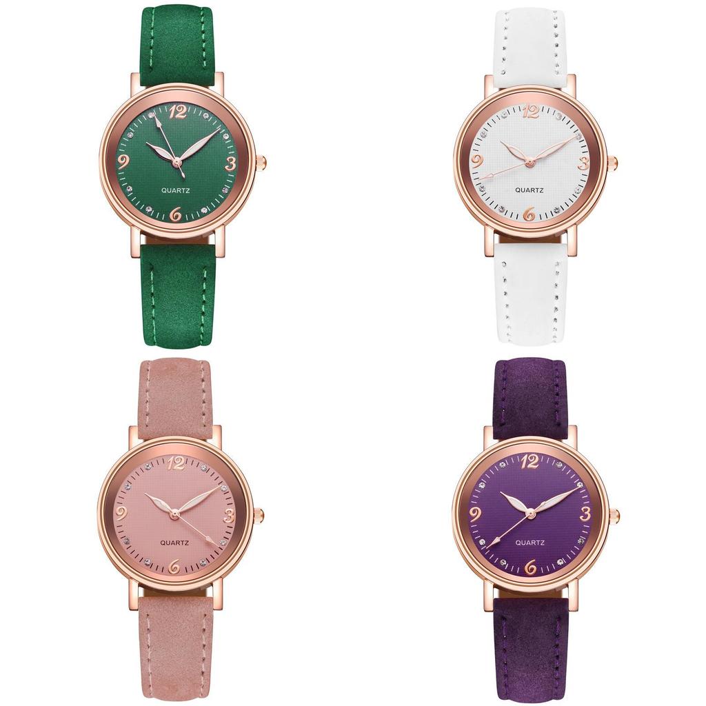 Módní dámské quartzové hodinky s dekorativním nočním světlem a koženým řemínkem