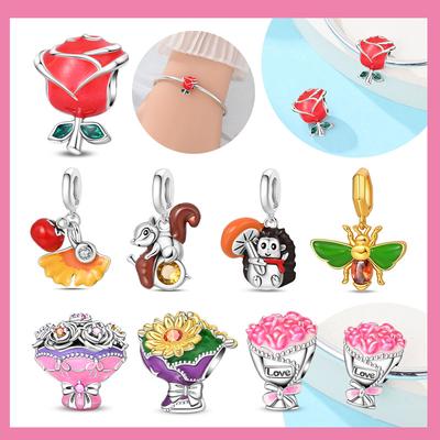 Latest Authentic Copper Craft Autumn Beaded Rose Romantic Wedding Beads Fit Women'S Bracelet Diy Jewellery Making