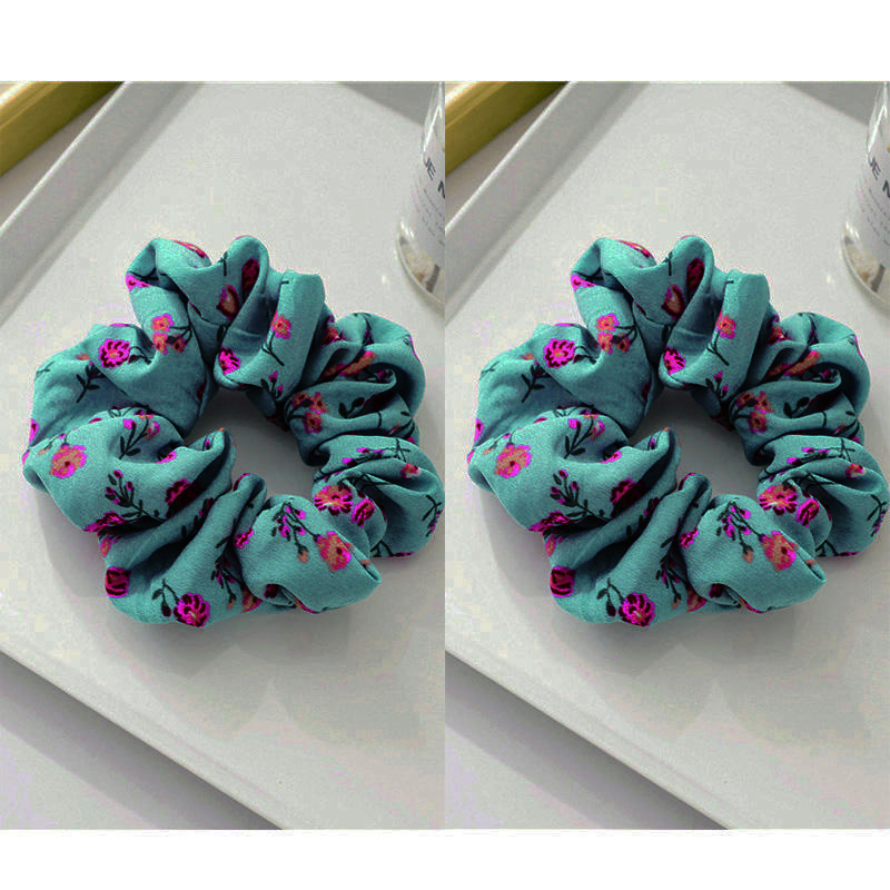 2PCS Small Floral Fabric Hair Hoop Hair Accessories For Girl French Fabric Hair Rope for lady