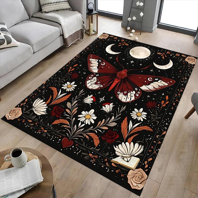 1pc Butterfly Flowers Carpet Anti Slip Polyester Floor Mat for office.Bedroom