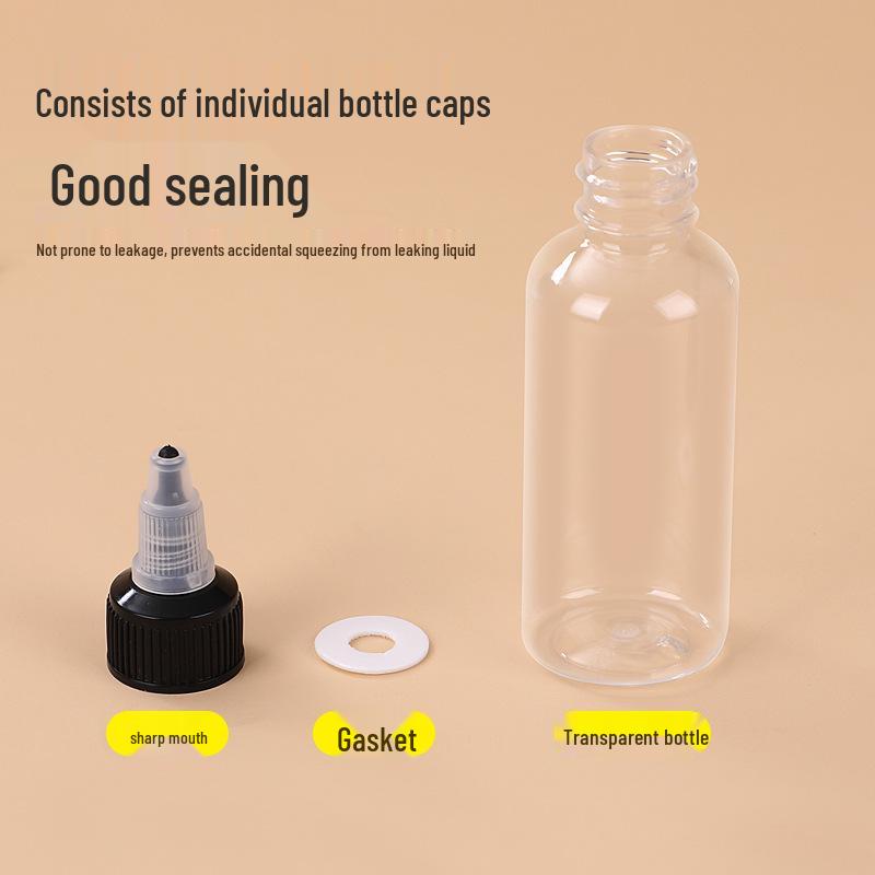 Transparent PET Squeeze Bottle with Pointed Mouth - Available in 30ml, 100ml, and 500ml Sizes