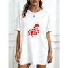 Oversized T Shirt Black Chinese Horse And Fortune Character Print Casual Streetwear For Women