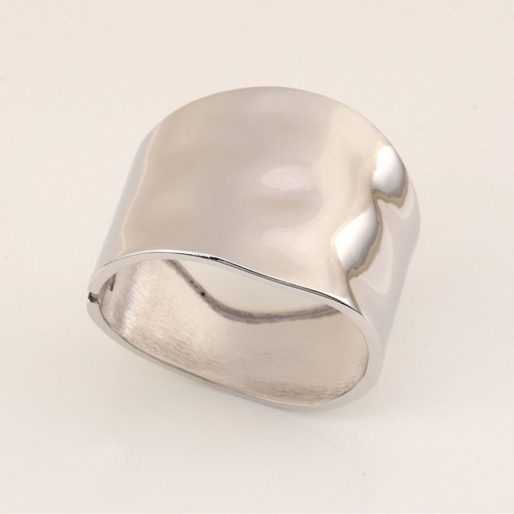 Textured Simple Metal Bracelet Geometry Wide Side Bangle Retro Exaggerated Bracelet  Party