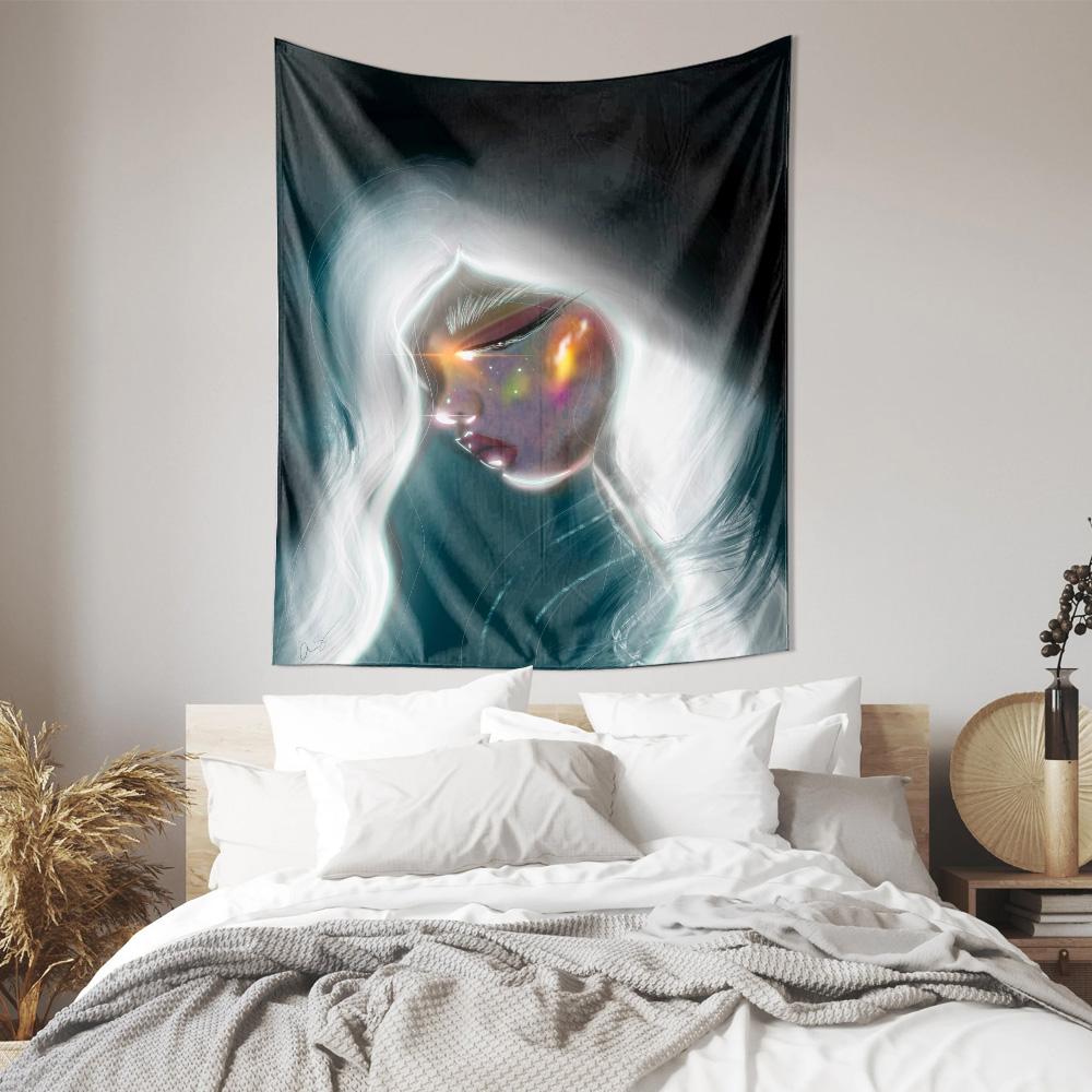 Modern Abstract Face Tapestry  Mystical Dreamy Wall Art for Home Decor