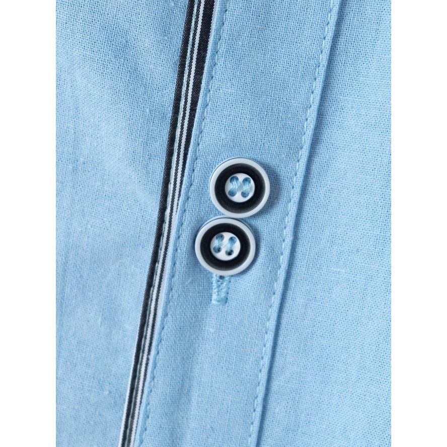 Men's  Summer Fashion Striped Slim Fit Double-Button Business Casual Short-Sleeve Shirt