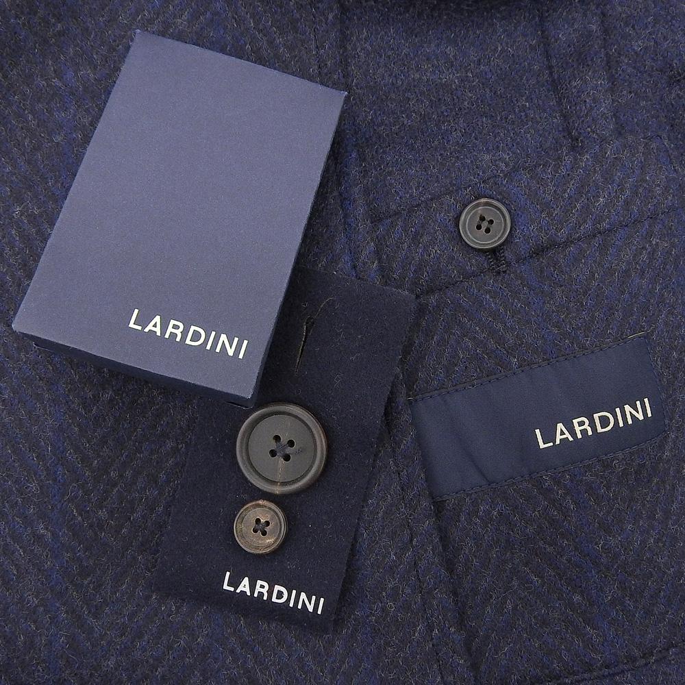 LARDINI Excellent Condition Wool Herringbone Peak Lapel Chesterfield Coat for Men, Navy, Size 44, JS23679Q44 Coat 44 NavyUsed