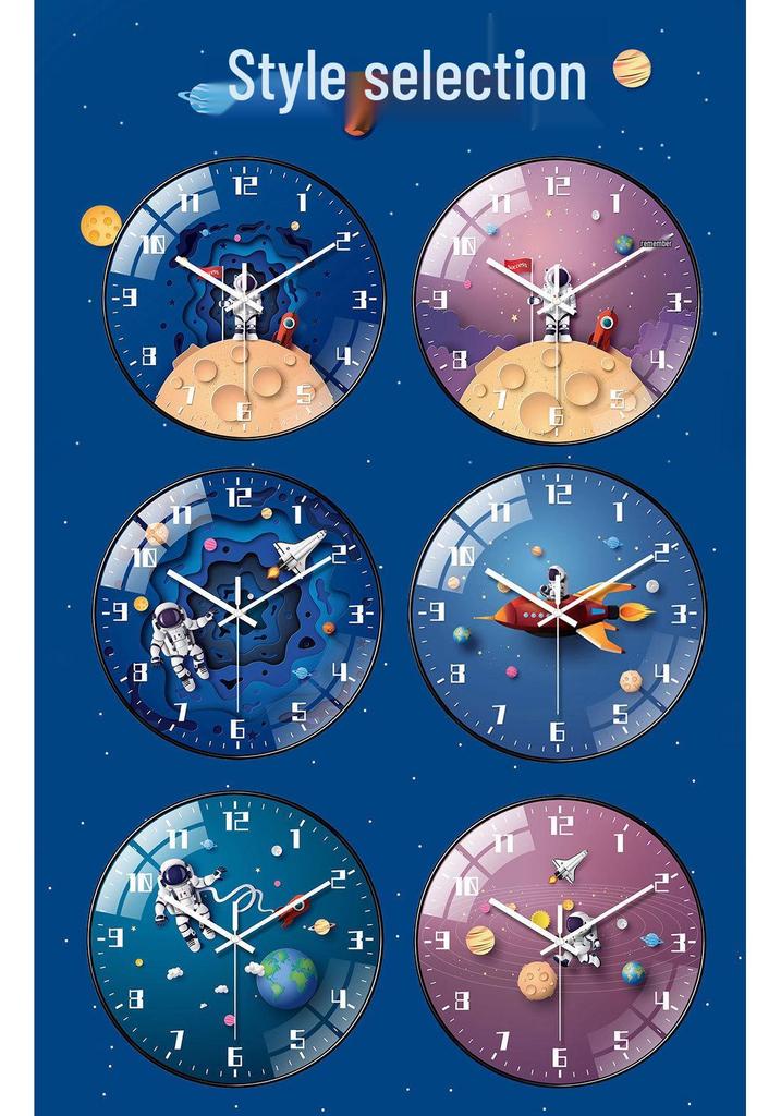 25cm Space Walk Retro Wall Clock - Creative Living Room Quartz Design