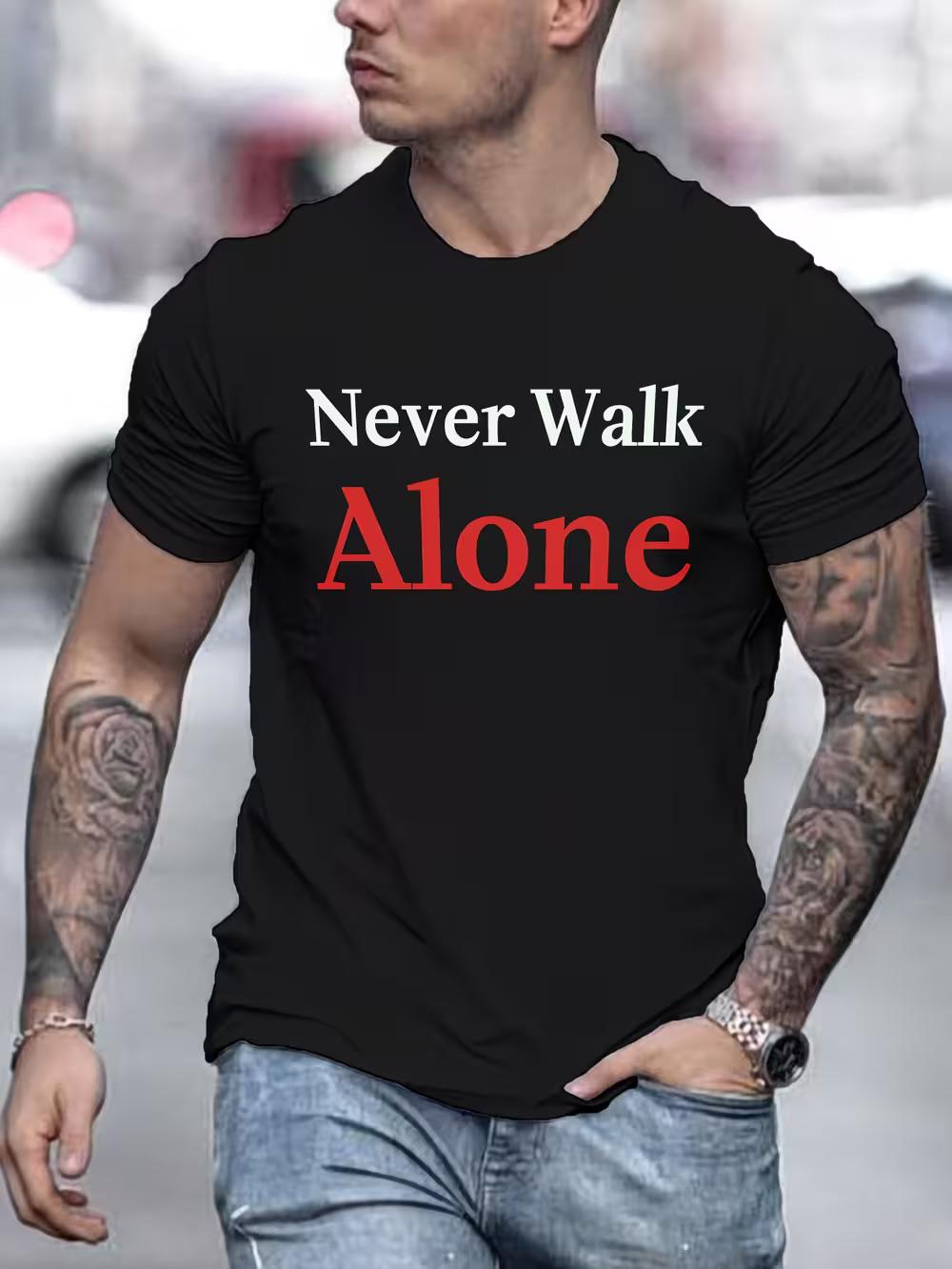 

T-Shirt with Never Walk Alone Print M