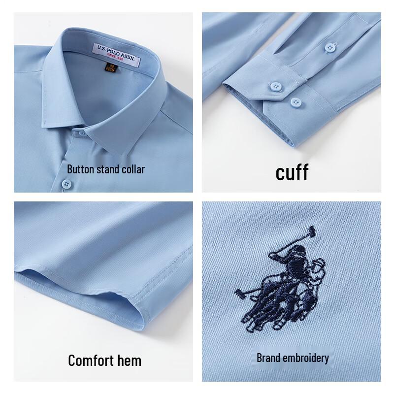 U.S. Polo Assn. Camisa de manga larga para hombre de mezcla de seda