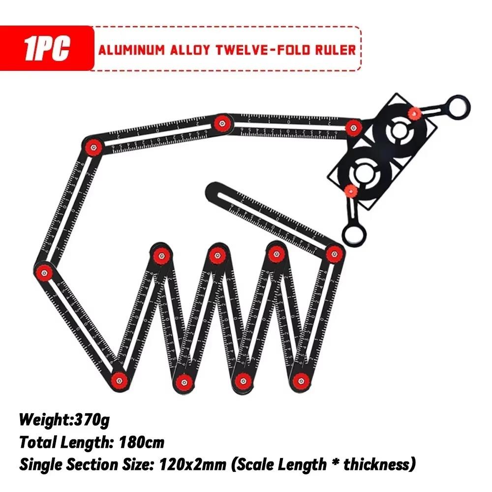 1Pcs 6/9/12 Folds Measuring Ruler Aluminium Alloy Locator Drill Guide  Template Tool