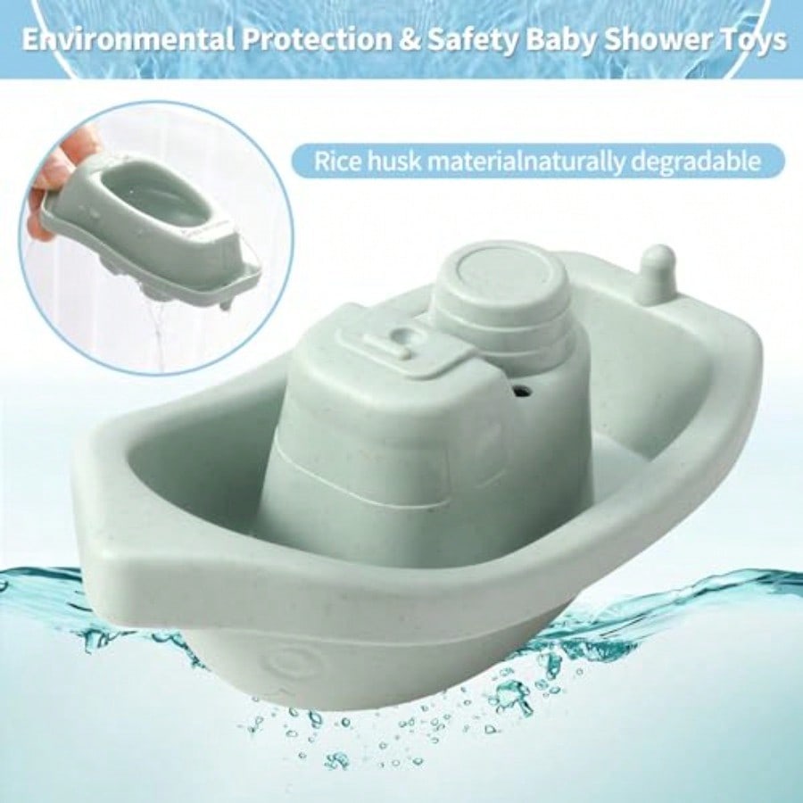 Bath Toys Floating Boats Train With Bathing Spoon11 Pcs Water Table Toys Mold Free Baby Bath Toys For Toddlers 13 Infants 61218 Months Bathtub Toys