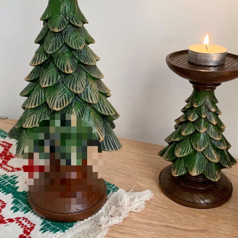 Retro Christmas Tree Candle Holder Ornament for Festive Home Decor