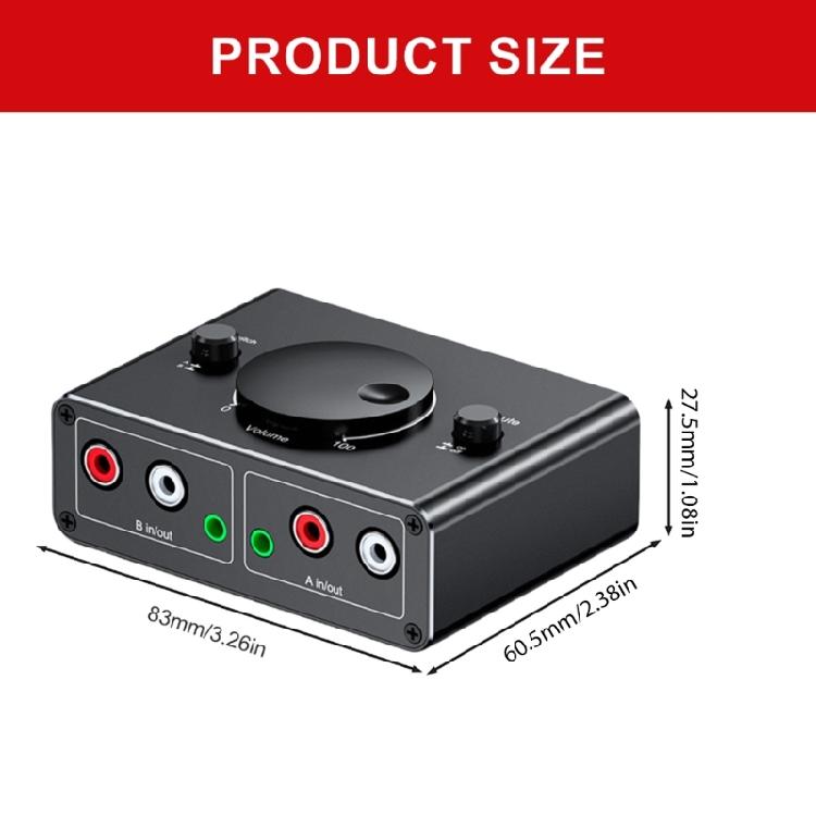 Auditory Switcher Box 3.5mm 2RCA 2 In 1 Out Bidirectional with Sound Control for Seamlessly Device Switching