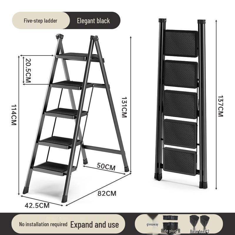 Teleskopische Klapp-A-Rahmen-Haushaltsleiter: Leicht, Multifunktional, Dreistufiges Design.