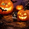 Stable Flat Bottom Figure Dark Style Halloween Ornament, Mini 3D Printed Hooded Skull Bookshelf Sculpture Compact Exquisite Details