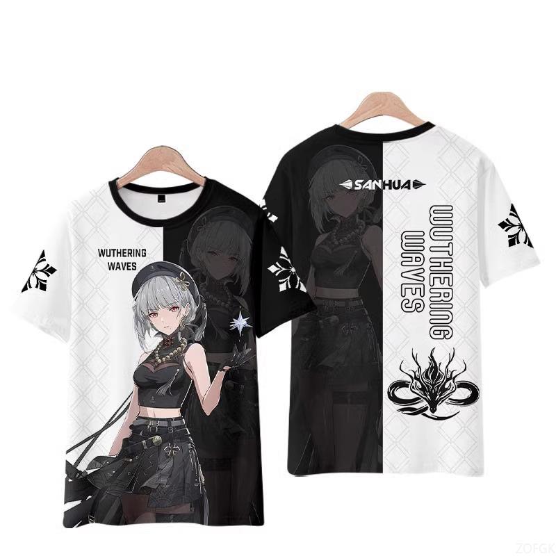 3D Anime Games Fashion Cartoon Genshin Impact Cute Printed Summer Trend Flow Loose Casual Round Neck T-shirt