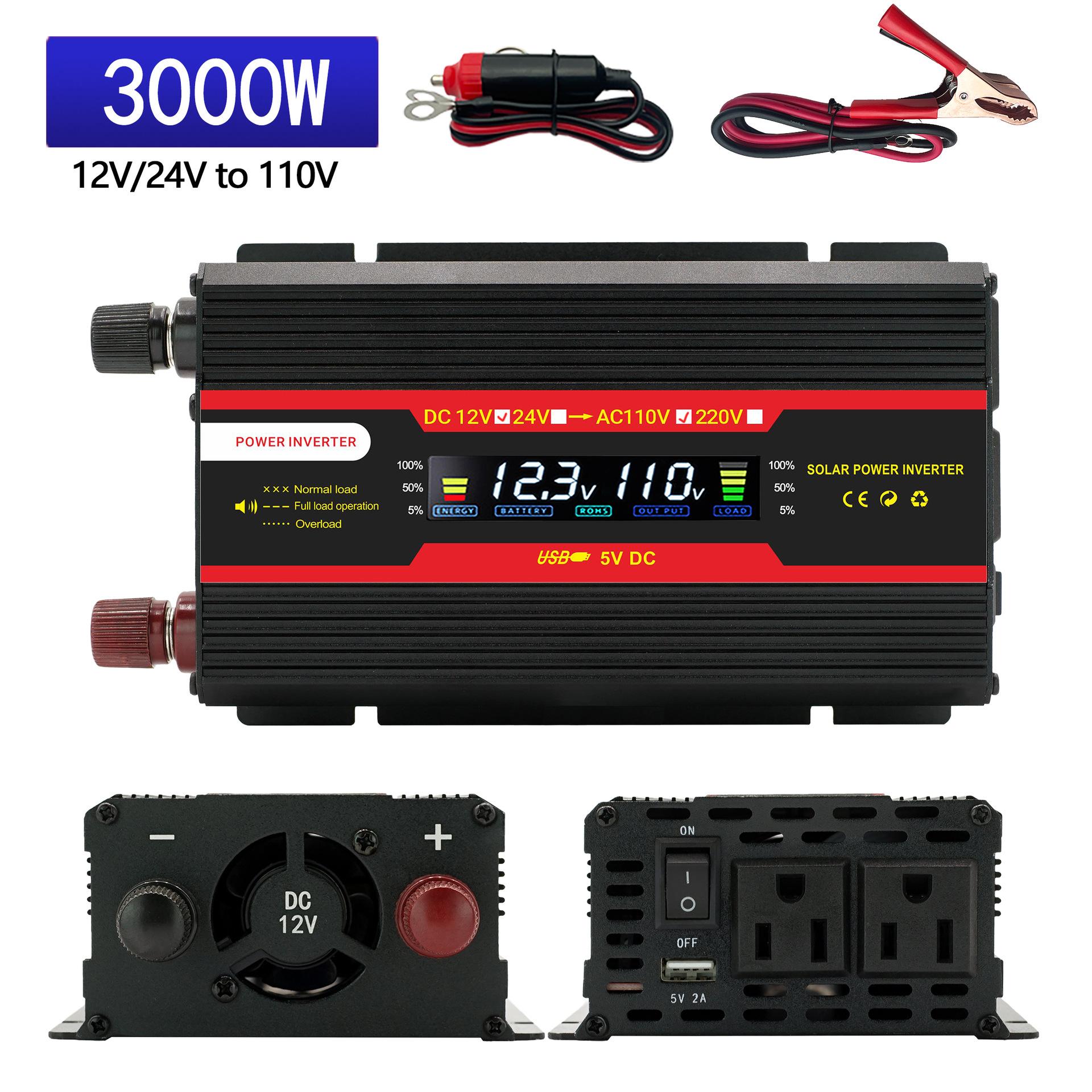 

Автомобильный инвертор 12 В в 110 В Высокомощный Автомобильный Домашний Аккумуляторный Преобразователь 24V 350W/3000W