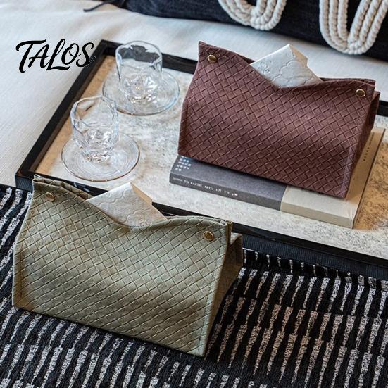 Space Saving Bedroom Storage Bag PU Leather Tissue Box Holder, with Snap Design, Portable Foldable Decorative Balcony Napkin Facial Paper Organizer
