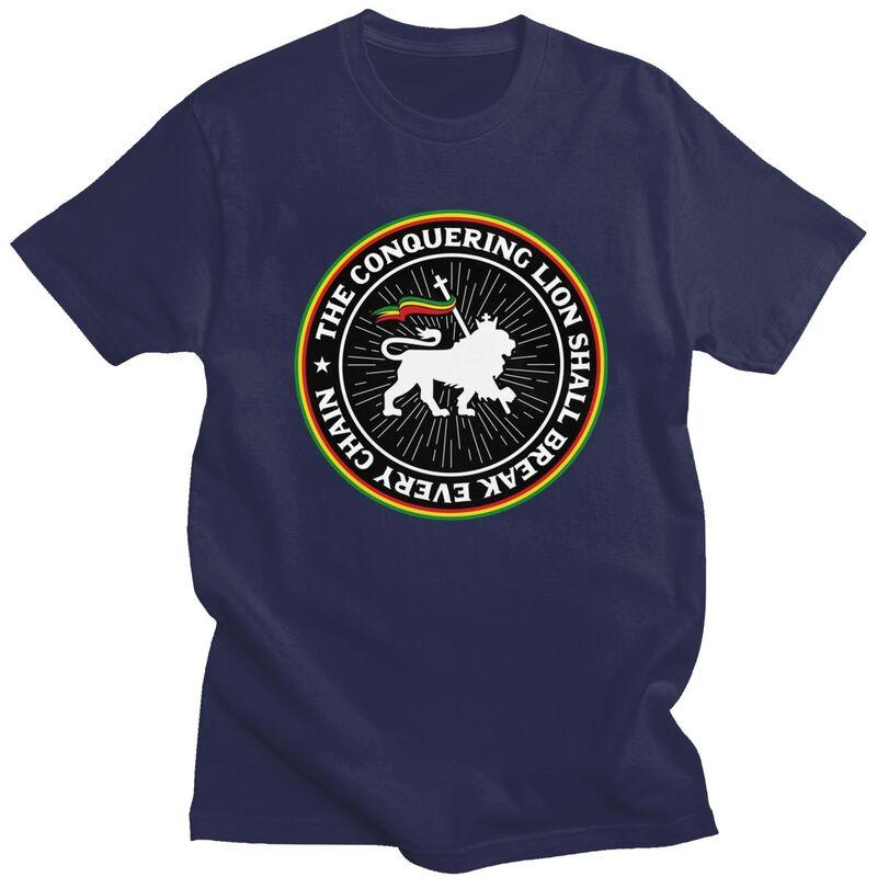 Custom Trendy Rastafari Rasta Lion Of Judah T Shirt Men Short Sleeves Pure Cotton Tshirt Leisure Jamaica Flag Tee Tops