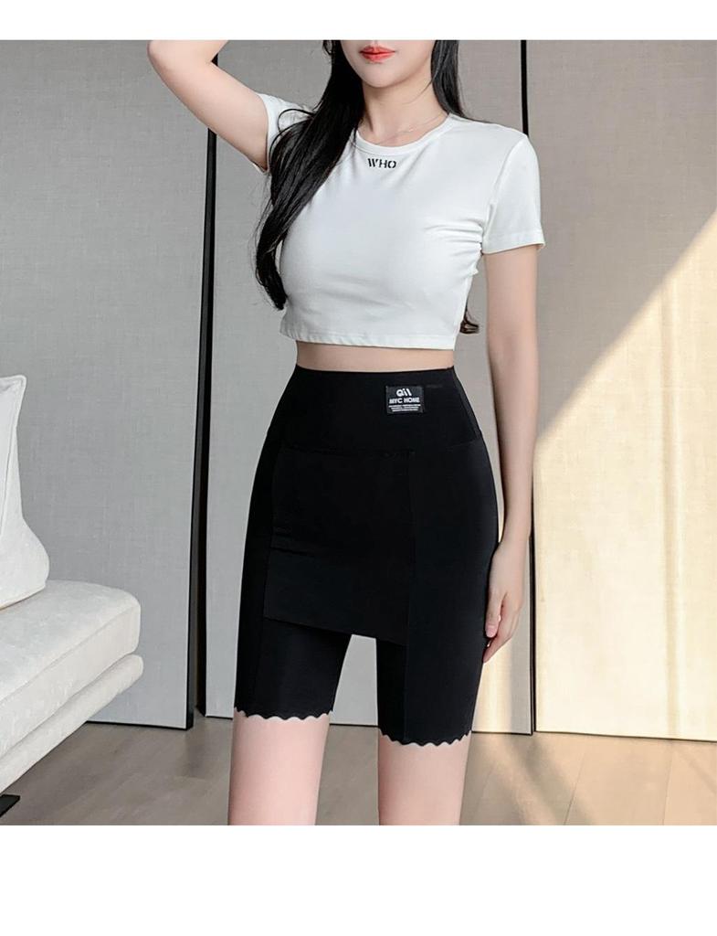 Nylon Ice Silk Women's Safety Pants: Seamless, Breathable Summer Base Layer with Crotch Gusset - Anti-Exposure, Tight-Fitting, Five-Point Cover-up.