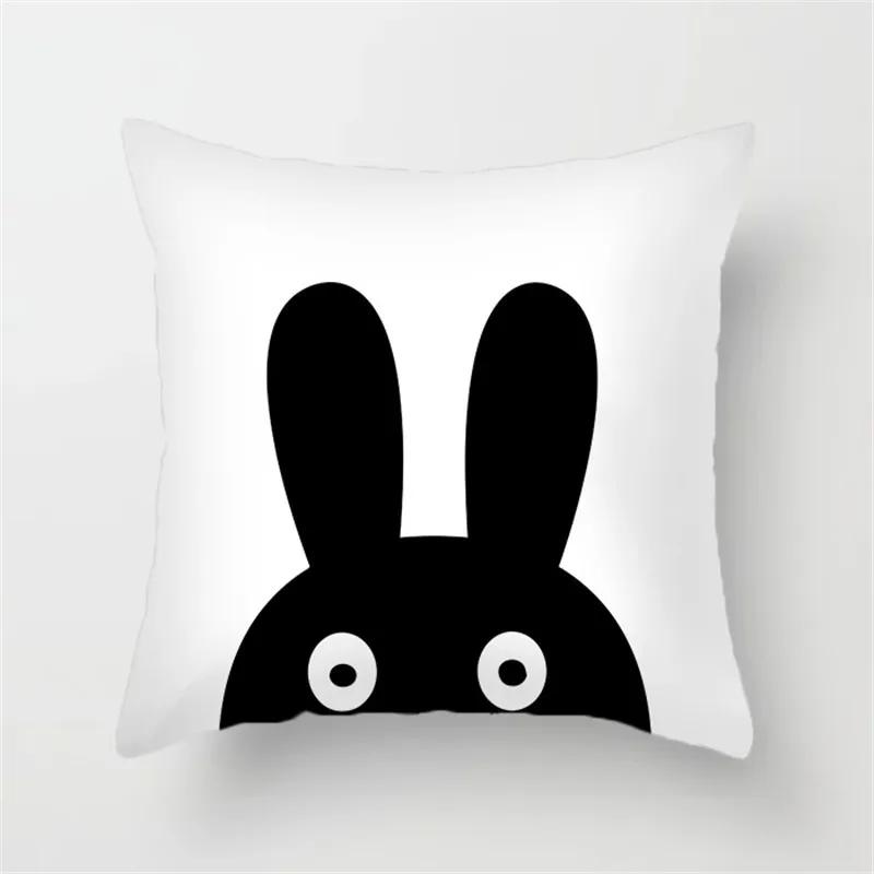 Office Sofa Car Cushion Cover Cartoon Black and White Simple Line Printing Luxury Home Decoration Pillow Cover