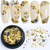 Accesorii Japoneze pentru Nail Art: Frunze Metalice, Tije Subțiri, Nituri, Strass-uri cu Spate Plat, Set Mixt pentru Decorațiuni DIY pe Unghii.