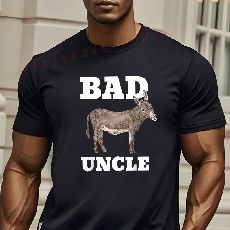 BADASS Uncle MenS Graphic TShirt Donkey BAD UNCLE Print Oneck Short Sleeve Casual Top S