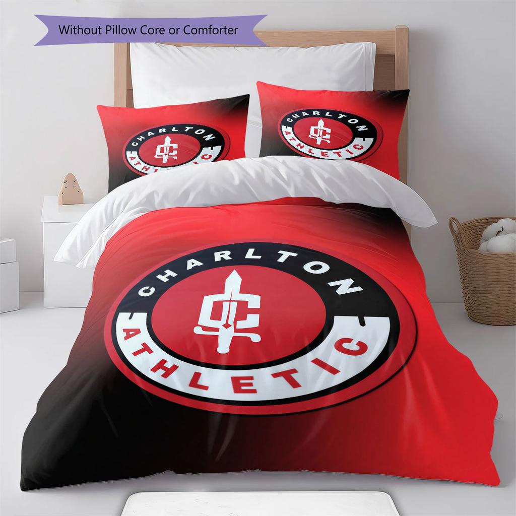 Charlton Athletic Pattern Bedding Home Decoration Birthday Gift ( 1 duvet cover + 2 pillowcase, without core),fan merchandise.