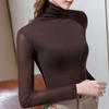 Women's Velvet Mesh High-Neck Base Layer: Long-Sleeve, Solid Color, Slim Fit for Autumn/Winter 2023