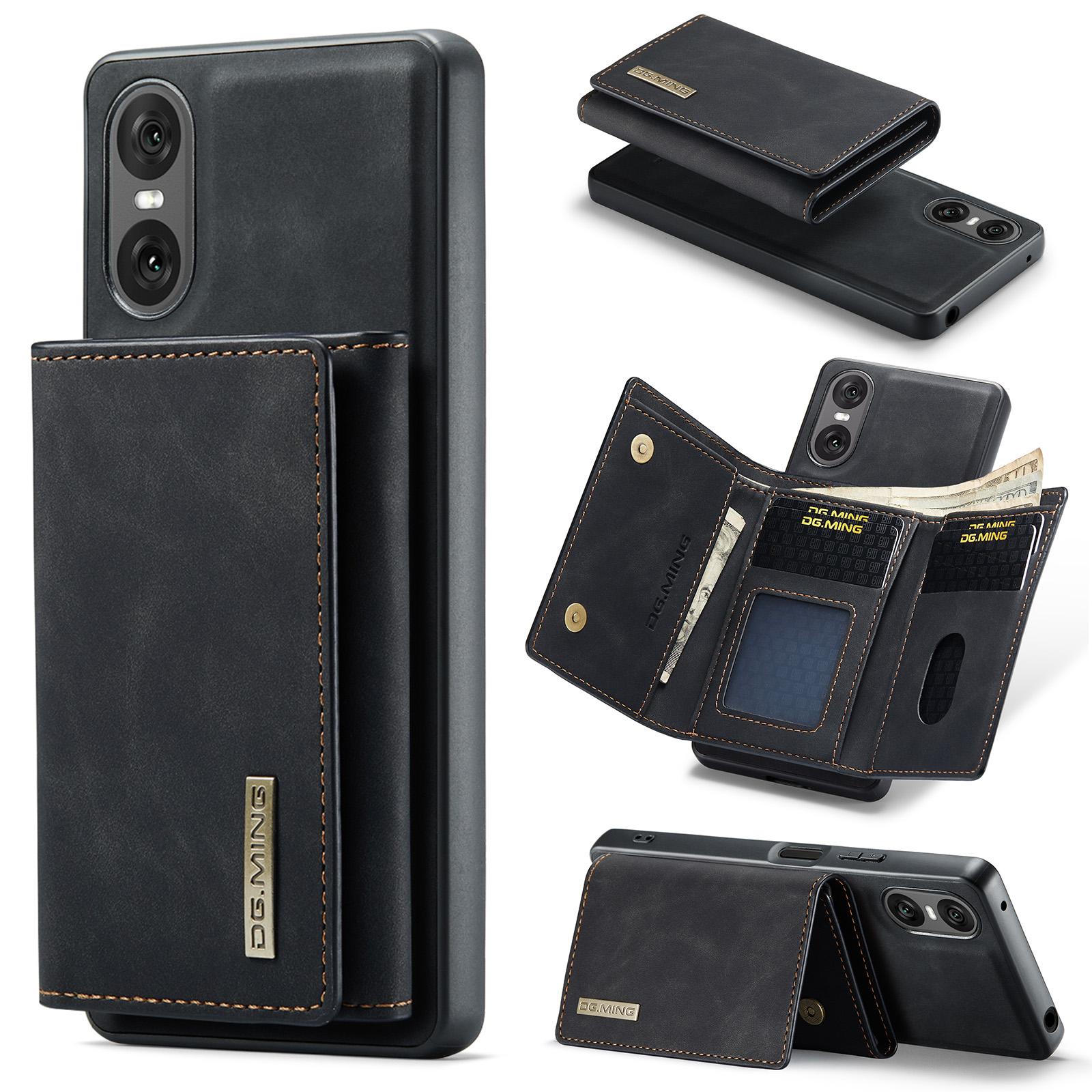 

DG.MING M1 Series for Sony Xperia 10 VI Kickstand Case PU Back Phone Cover with Detachable Wallet A