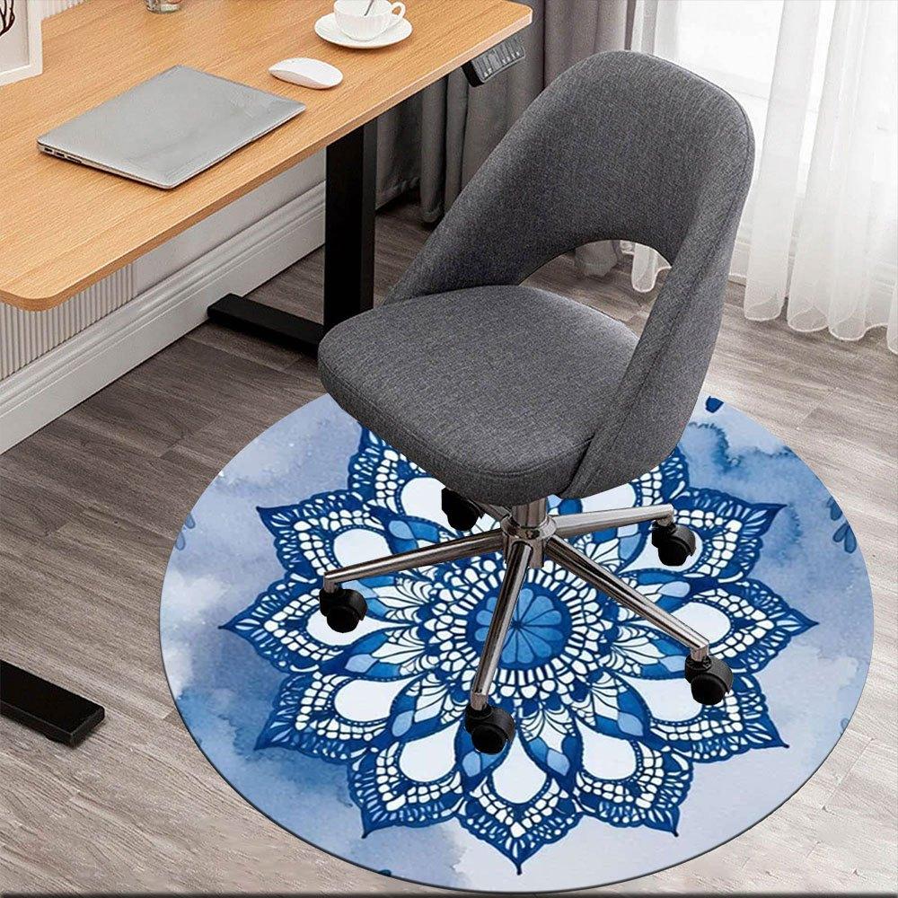 

Blue Mandala Doily - Hand Painted Watercolor ArtworkRound Non-Slip chair mat chair carpet for office Rugs for Office Decor Gift For Valentine s Day Mo 80cm by 80cm