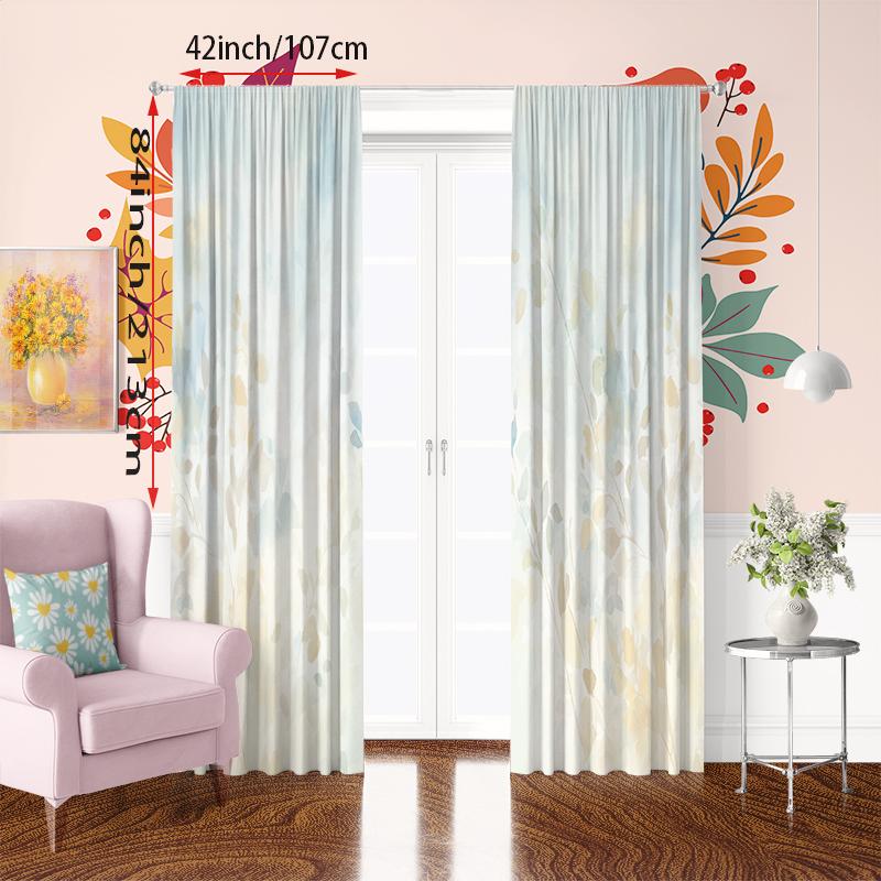 2 SZTUKI - Elegancki rdzeń kwiatowy - zasłona drukowana - Materiał poliestrowy - odpowiednia do sypialni, salonu, gabinetu, przestrzeni prywatnej