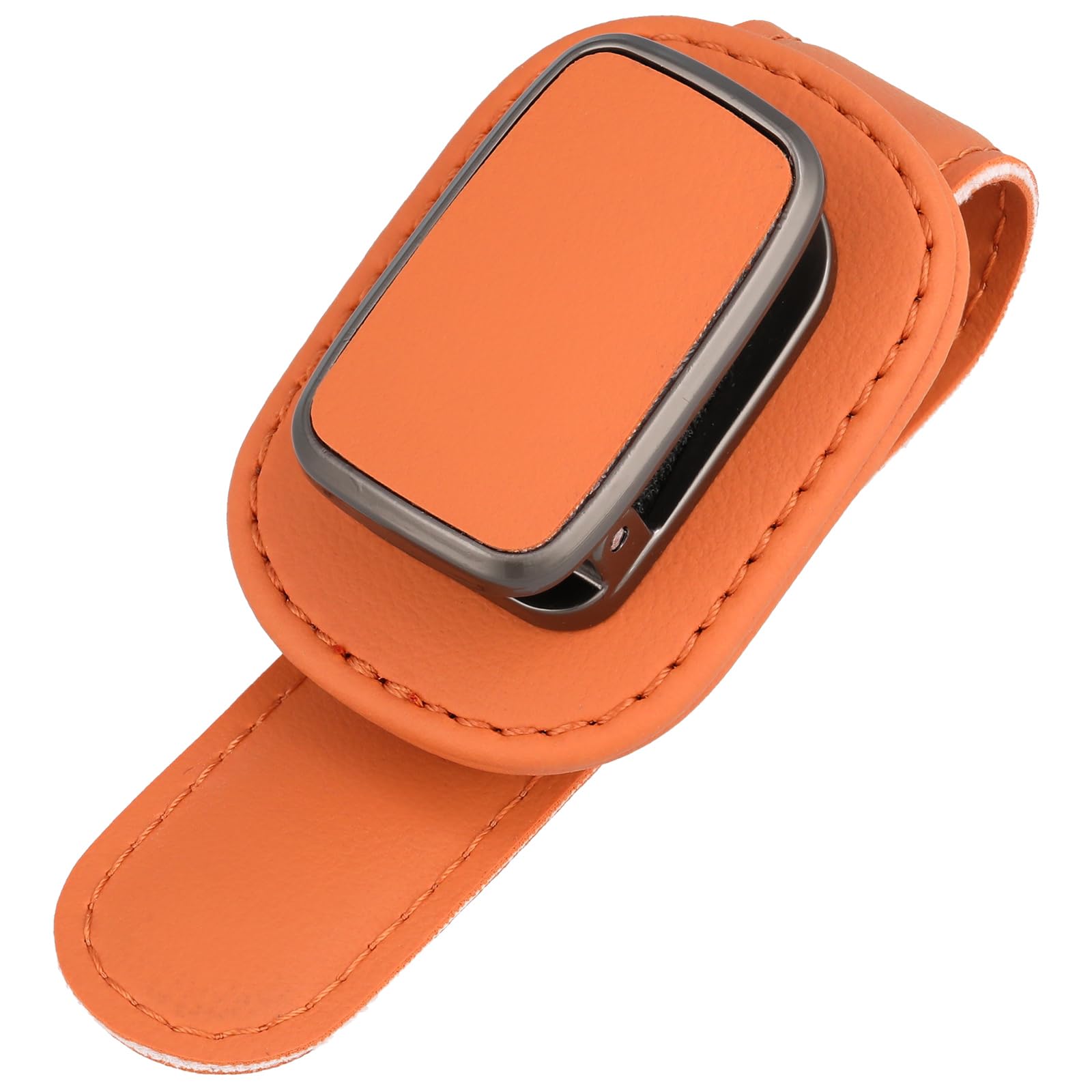

[Looca] Glasses holder [No need to worry about where to put your glasses] PU leather ticket card clip for sun visor (pumpkin orange)