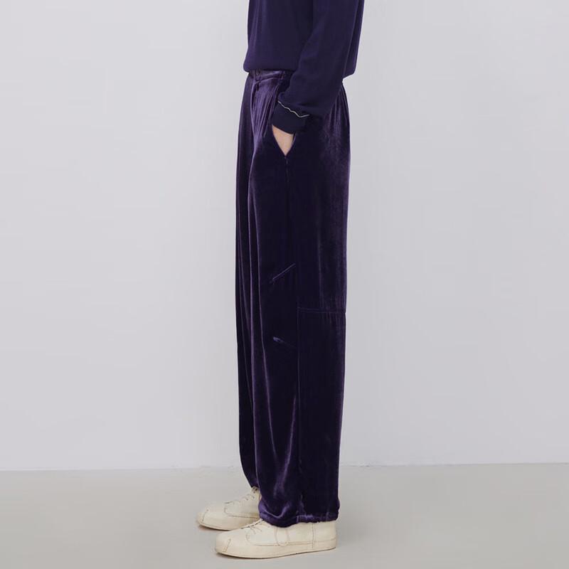 LESS 2024 Spring Retro Velvet Straight-Leg Casual Trousers