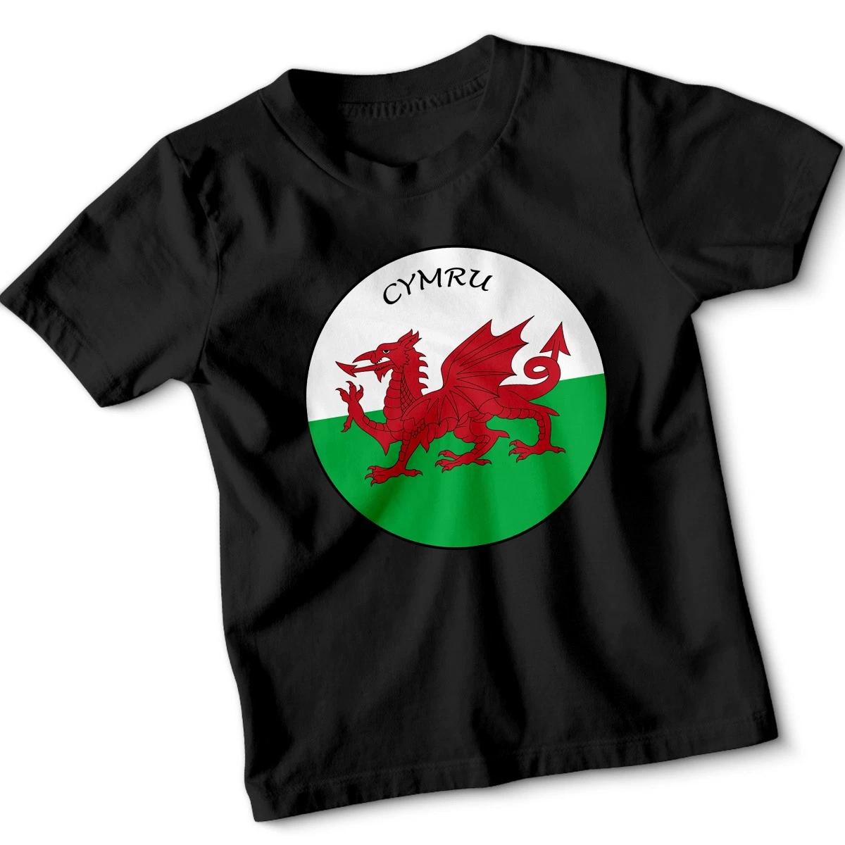 Kids Wales Football Welsh Dragon Tshirt Cmyru Boys Girls Childrens Gift Tee 110