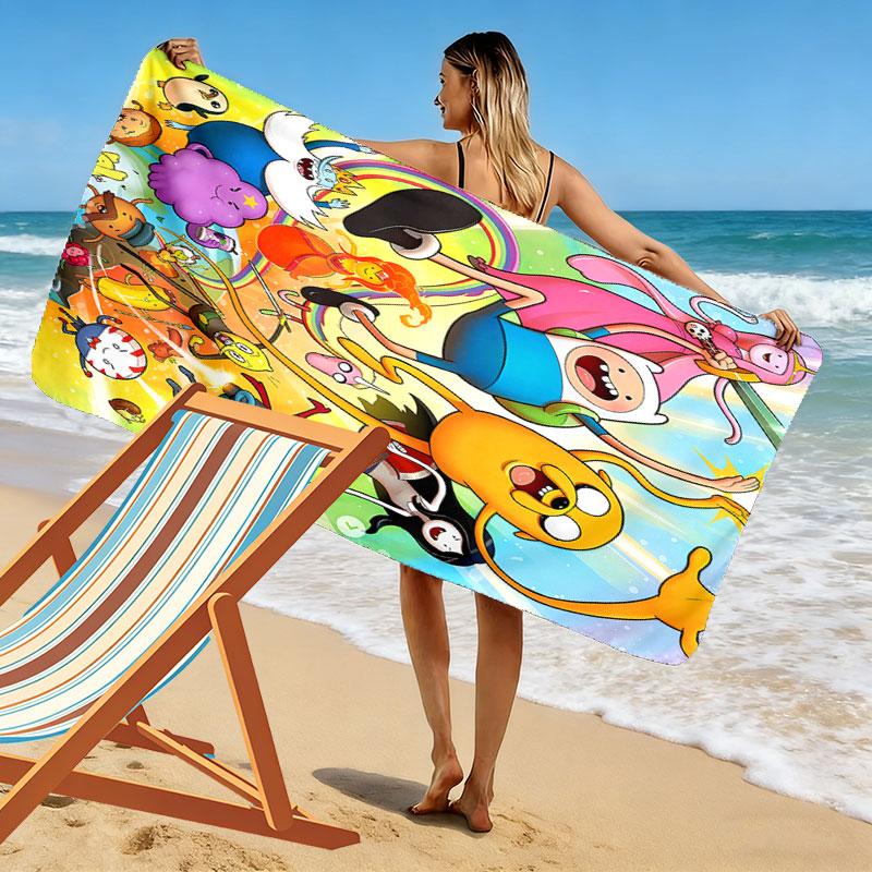 Adventure Time Print Beach Towel, Large Soft Quick Dry Towel for Beach Camping Swimming