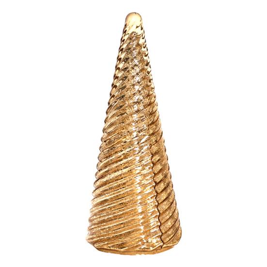 Illuminated Glass Christmas Tree Prelit Christmas Tree Figurine with LED Light Collection Crackled Glass
