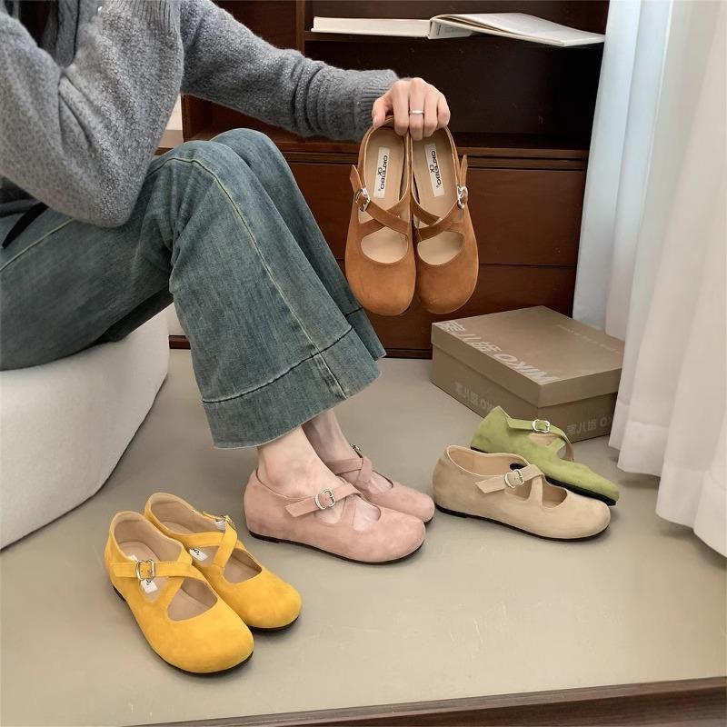 Inner heightening platform retro pink round head single shoes women's shoes 2025 new casual cross belt fashionable Mary Jane shoes