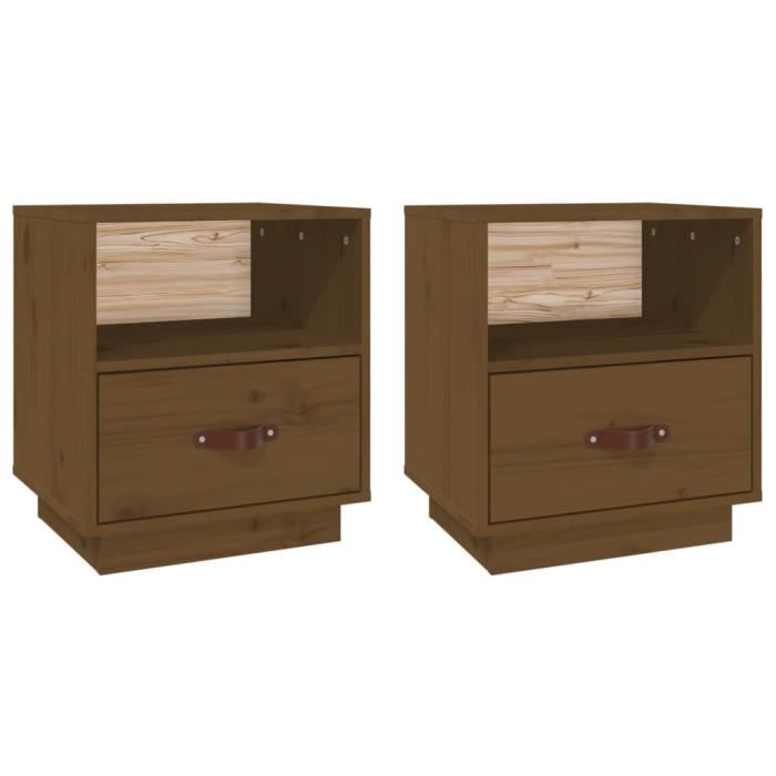 VidaXL Bedside Tables 2pcs Honey Brown 40x34x45cm Solid Pine Wood 818302
