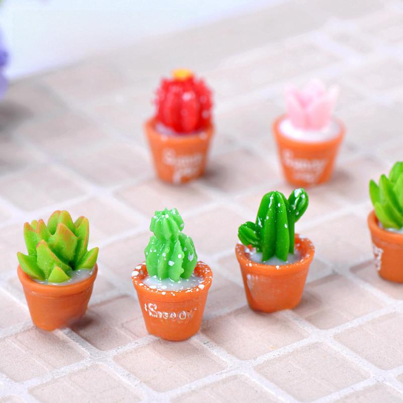 Charming Resin Miniature Succulent Moss Garden Ornaments Diy Desktop Decorations