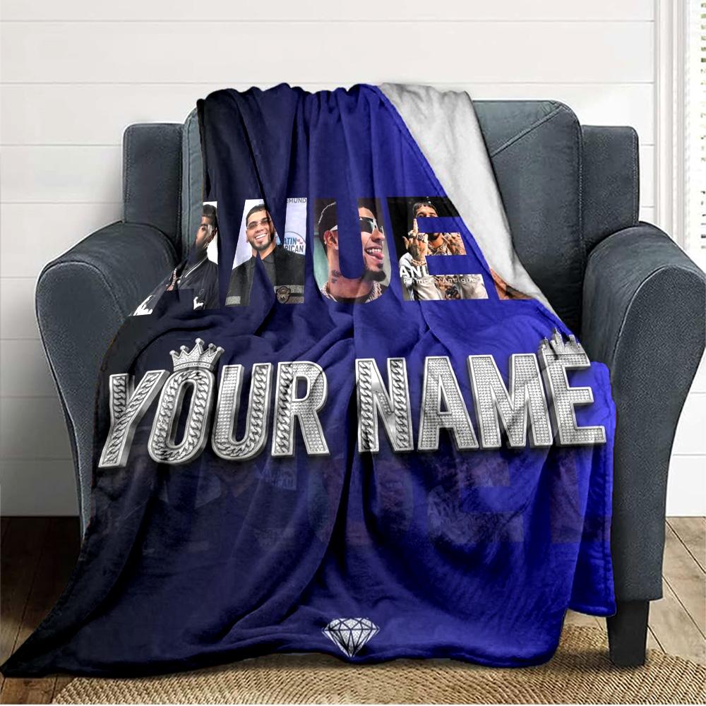 Name Custom Anuel AA Print Flannel Blanket High Quality Warm Comfortable Cover for All Seasons Perfect for Gifts Home Decor